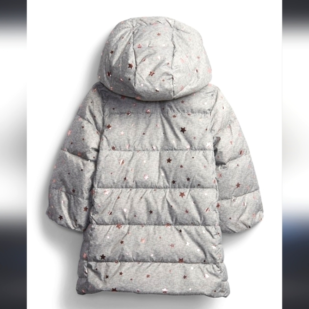 GAP Cold Control Rose Gold Star Max Duffle Long Coat Hood Warm Winter